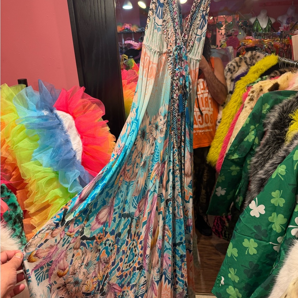 Key West Beach Vibes Manish Vaid Vibrant Multicolor Collector’s Maxi Dress